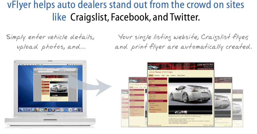 vFlyer helps auto dealers stand out from the crowd on sites like Craigslist, Facebook, Twitter