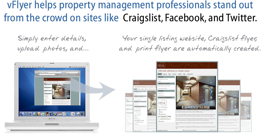 vFlyer helps property managers stand out from the crowd on sites like Craigslist, Facebook, Twitter