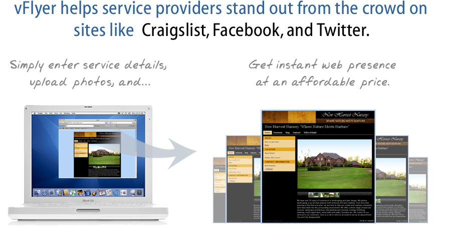 vFlyer helps service providers stand out from the crowd on sites like Craigslist, Facebook, Twitter